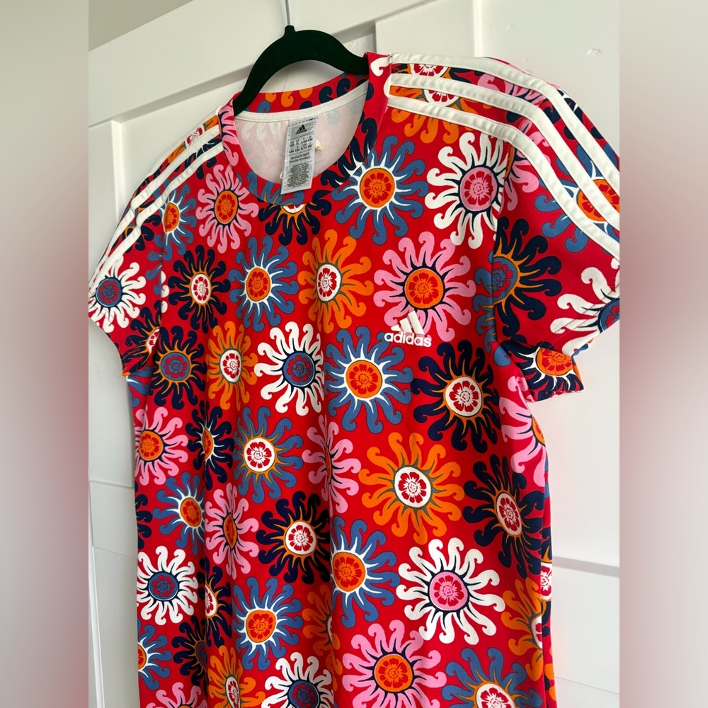NWOT Adidas x Farm Rio Floral Patterned Dress with Stripes Size XL - Picture 4 of 8
